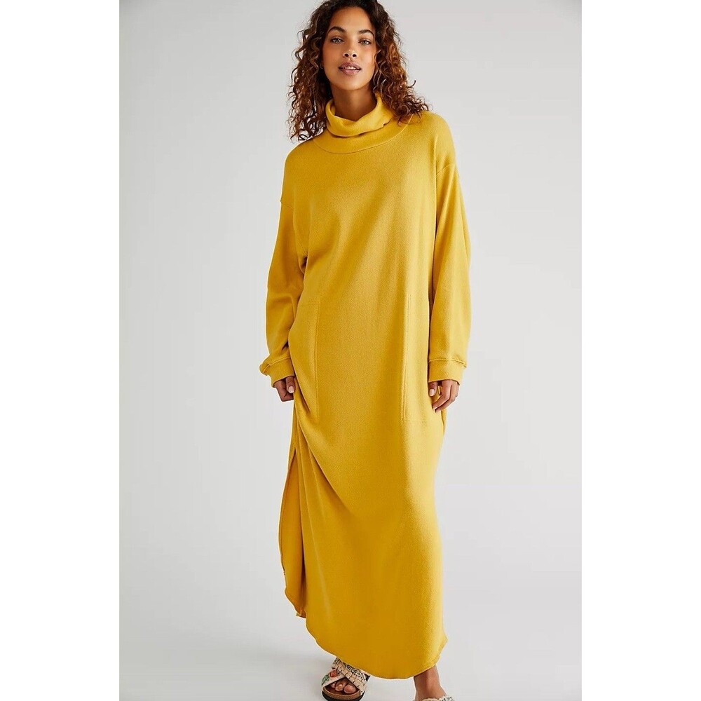 FP Beach Free People Womens L Georgie Midi Sweater Dress Oversized Lounge Boho